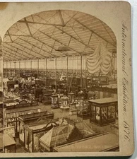 Interior View of the U.S. Exhibit from East Gallery Vintage Stereoview Card