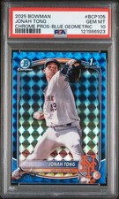 2025 BOWMAN CHROME PROSPECTS BLUE GEOMETRIC #BCP105 JONAH TONG 147/150 PSA 10