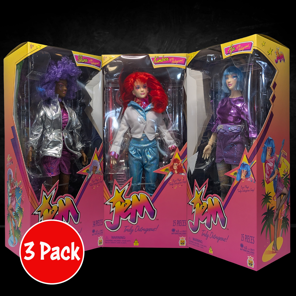 Jem and the Holograms Back Up 3 Pack BUNDLE Aja - Kimber - Shana