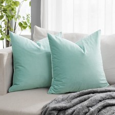 Mist Velvet Throw Pillow Covers 2 Pack of Luxurious 16x16 Inch Cushion Cases ...