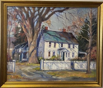 Elise Davis Pieropan Oil Painting Keeper of the Elm 1999 New England House