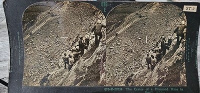  Antike Keystone Stereoview Karte Der Krater einer Diamantenmine in Südafrika.