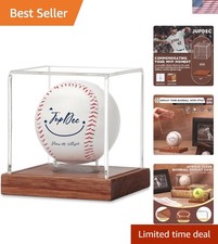 Stylish Baseball Autograph Display Case with Wooden Base - Ideal for Memorabilia