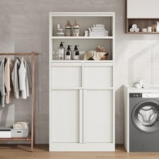 51" Tall Bathroom Cabinet, Freestanding Storage Cabinet with 2 Doors  2 Drawers