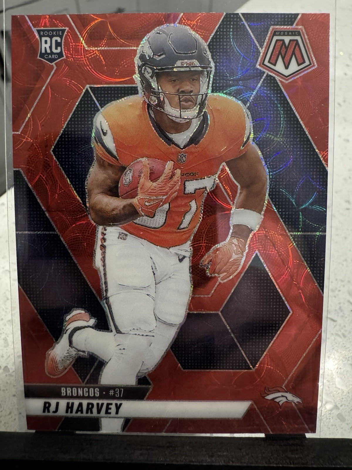 2025 Panini Mosaic - Rookies RJ Harvey #375 Red Scope Prizm (RC)