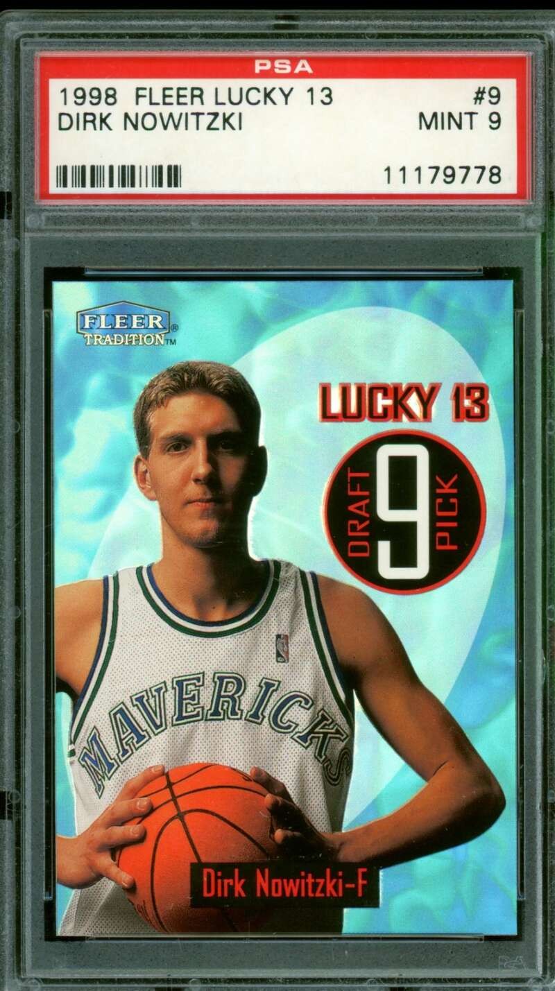 Dirk Nowitzki Rookie Card 1998-99 Fleer Lucky 13 #9 PSA 9