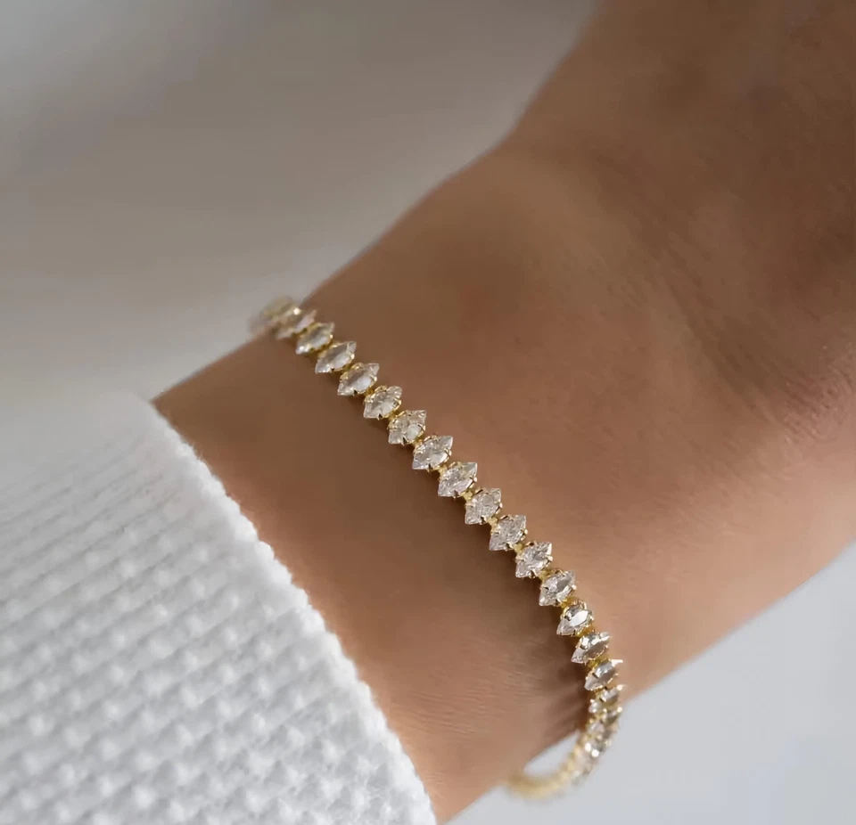 Tennis Armband Sport Zirkonia Strass Gold Cubic Damen Mode Schmuck - Bild 2 von 4