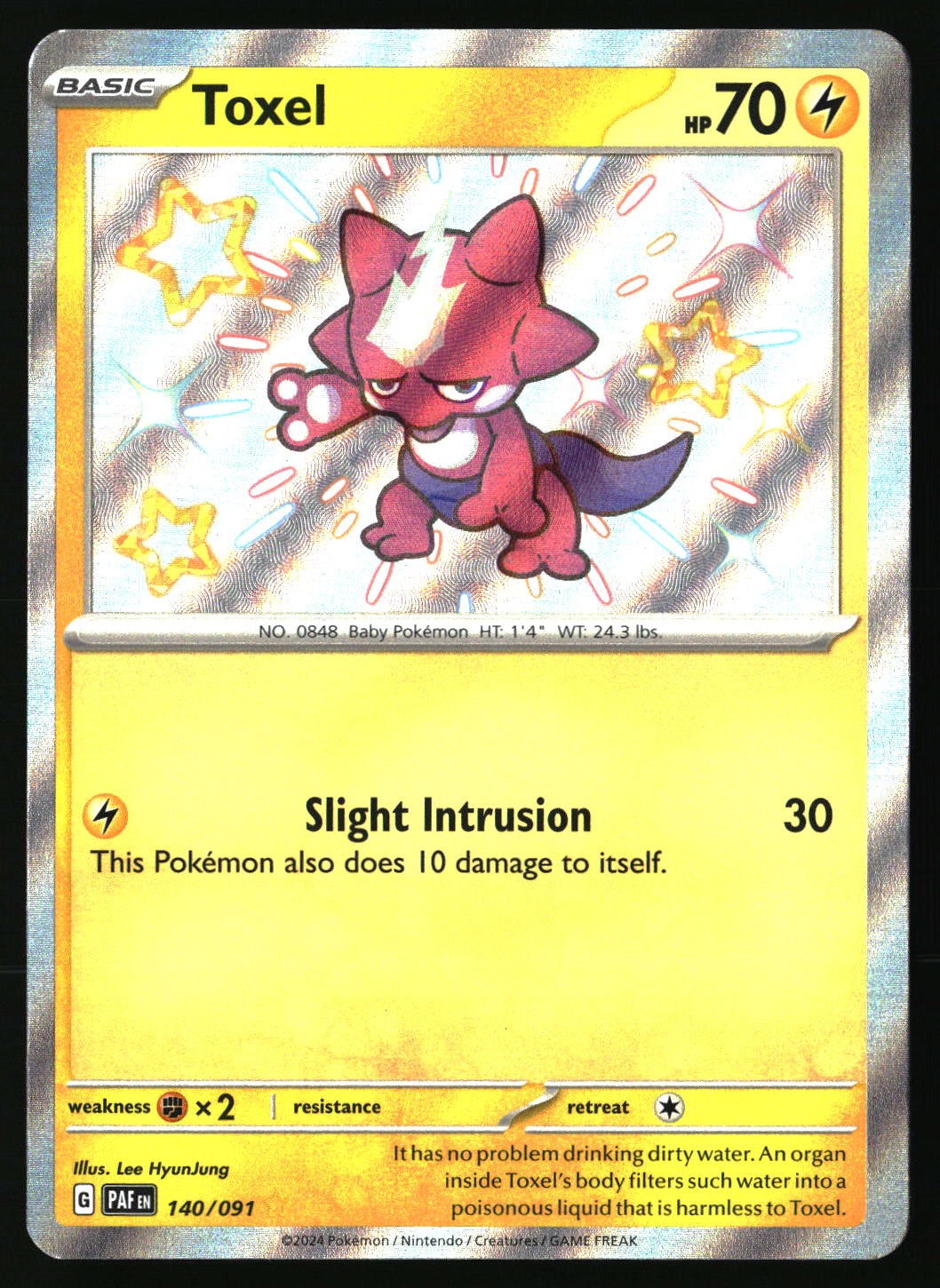 TOXEL 140/091 SHINY RARE PALDEAN FATES POKEMON HOLO NEAR MINT