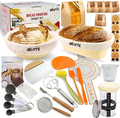 𝐏𝐫𝐞𝐦𝐢𝐮𝐦 Sourdough Starter Kit, 36Pcs Bread Baking Supplies with 9  Round