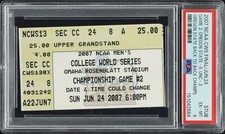 2007 College World Series Oregon State Back-to-Back Champs Ticket Stub PSA 6