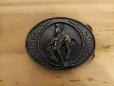 Vintage Metal Belt Buckle Cowboy Bronco Buster Rodeo Ornate Designs