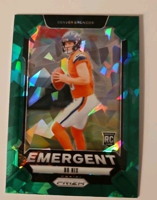 Bo Nix - 2024 Panini Prizm Emergent Green Ice #3 RC - Denver Broncos