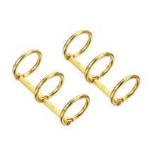 0.59" Dia 3-Rings Book Rings, 2 Pack Metal Binder Rings, Gold