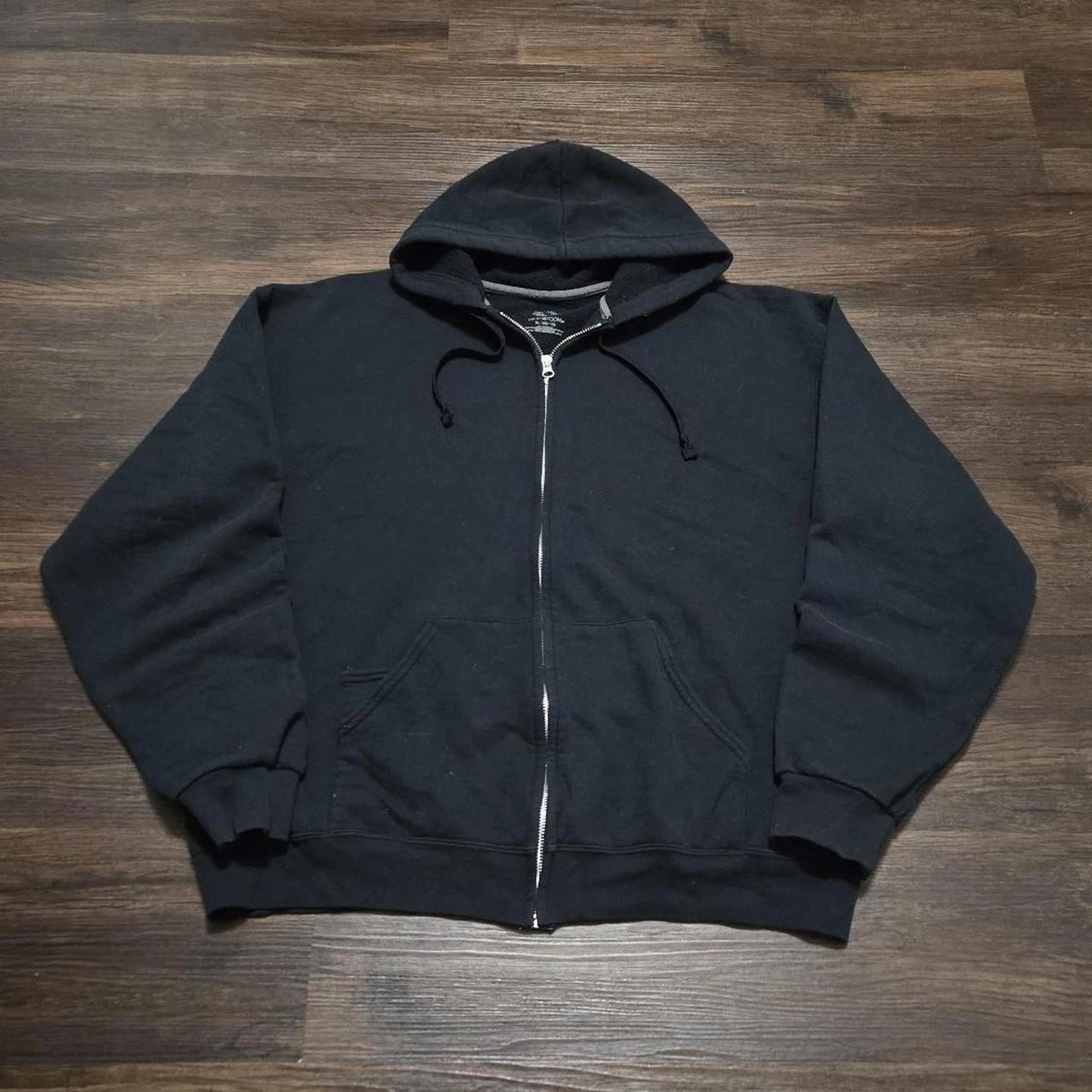 Fruit Of The Loom Men's Black Ring Spun Fleece Zip Top Hoodie Sweatshirt Extra Large - View #12