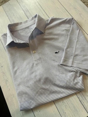 new VINEYARD VINES OTG ON THE GO performance polo shirt purple stripe m