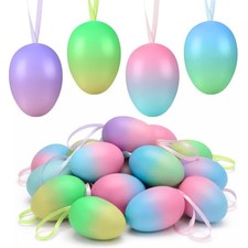 32 Pcs Easter Eggs Ornaments for Tree Multicolor Decorative Plastic Easter Egg