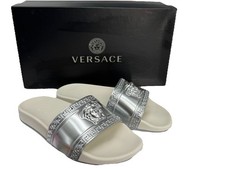 Versace Medusa Slides Silver White DSU5883 DGOLG IT0742 Men’s Sandals Size 40 /7