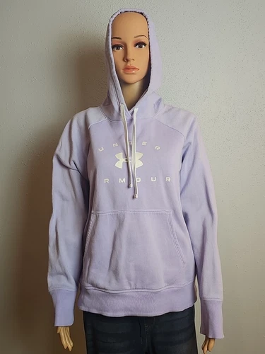 VETEMENTS Felpa con cappuccio Under Armour donna taglia large rivale pile lilla viola logo. C11