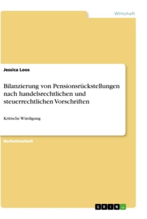 Thumbnail - Bilanzierung Von Pensionsrückstellungen Nach Handelsrechtlichen Und