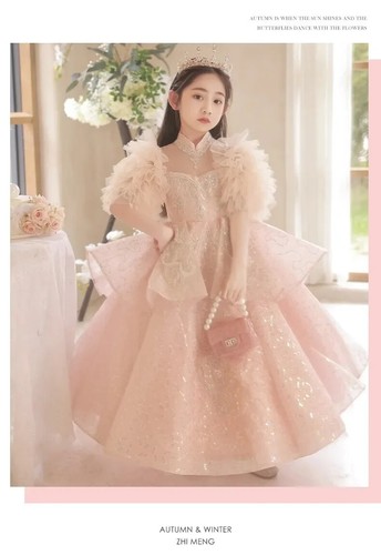Girl Luxury Gala Dress Infant Sequins Maxi DressParty Costume Children Ball Gown - Picture 12 of 18