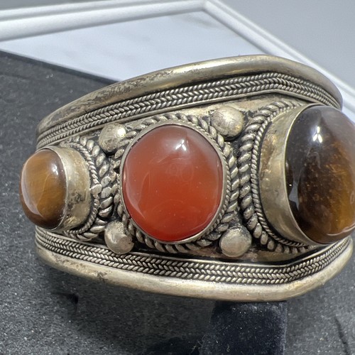 Handgefertigtes Armband aus Sterlingsilber Tigerauge und Granat. Stamm oder Einheimischer? 51,7 g - Bild 3 von 23