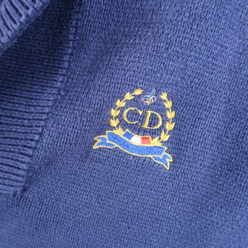 Vintage 80s 90s Christian Dior Knit Sweater Mens Size M Medium Blue Collar - Picture 4 of 10