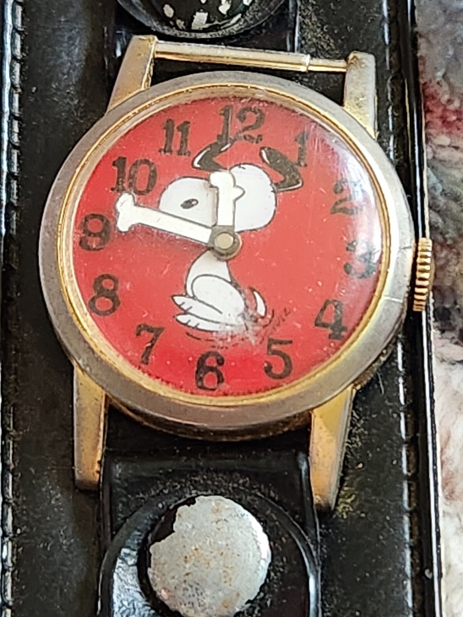 Vtg 1968 Snoopy Determined Productions Mechanical Watch Red Dial Swiss Made Unix SNOOPY Red Watch Swiss Made Vintage 1968 See Pics | eBay main image 2
