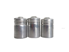 Lot 3 Vintage "Ansco" 35mm Film Canisters Embossed Names on Lids Silver tone