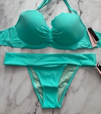 Victoria's Secret Swim Nwt Mint Frost Getaway Bikini Top Brazilian Bottom Set