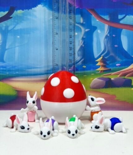 6pcs 3D Printed Mini Rabbit Bunny with Egg, Articulated Mini Rabbit Fidget Toys - Picture 4 of 7