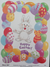 SUZY'S ZOO "HAPPY EASTER - BUNNY IN EGG FRAME" STICKER SHEET 9898