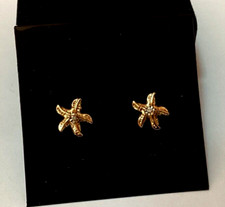 14k Yellow Gold Fancy Stud Starfish Earrings - Stunning - MUST SEE