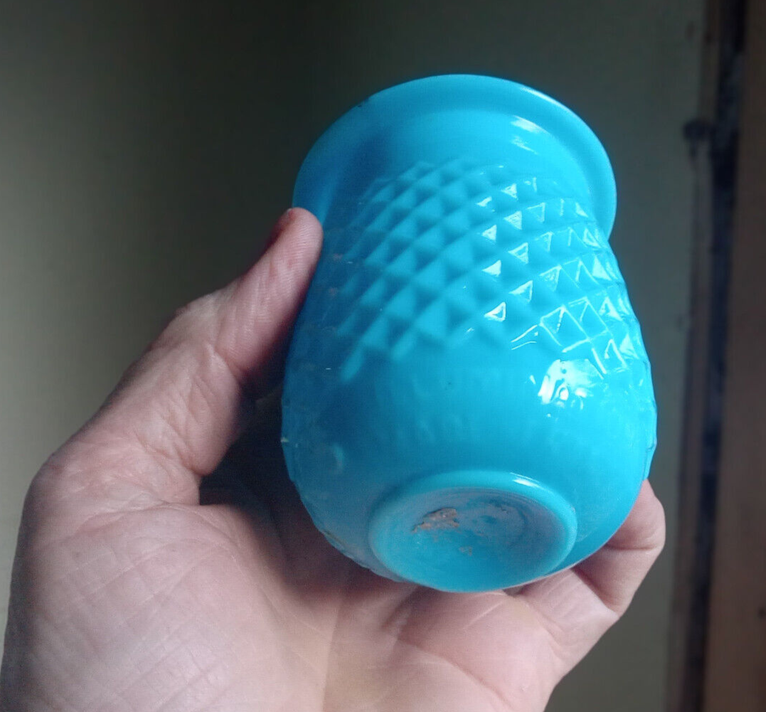 BROCK'S ILLUMINATION LAMP BLUE HAND BLOWN PONTILED GLASS CHRISTMAS