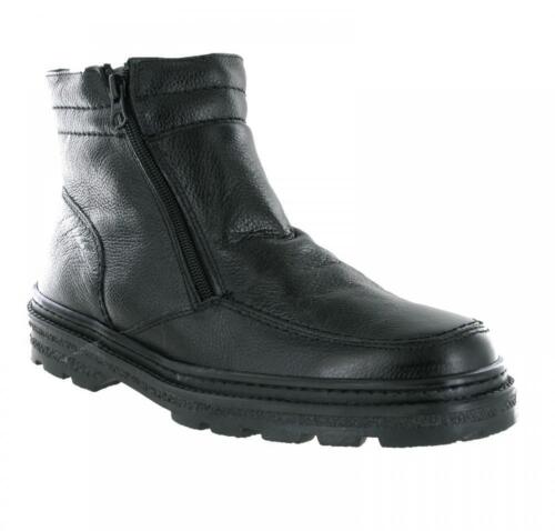 Men's Roamers Perfecta Leather Gusset Twin Zip Fur Lined Winter Boots Sizes 6-11 - Afbeelding 1 van 10
