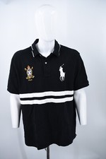Polo Ralph Lauren Classic BIG PONY Crest Stripes Black Pique Polo Shirt Mens 2XB