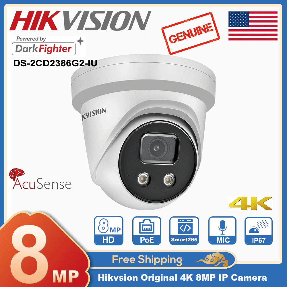 Hikvision 4K 8MP Security IP Camera Acusense Darkfighter MIC POE DS-2CD2386G2-IU