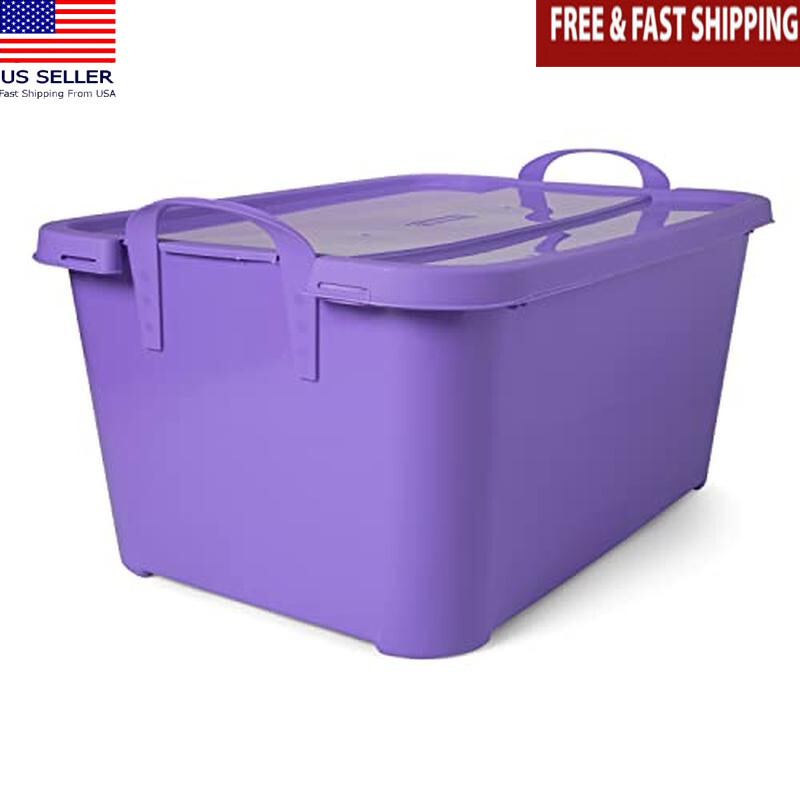 Stackable 55Qt Lidded Plastic Storage Bins 6-Pack Multipurpose Organizer Container Set-image