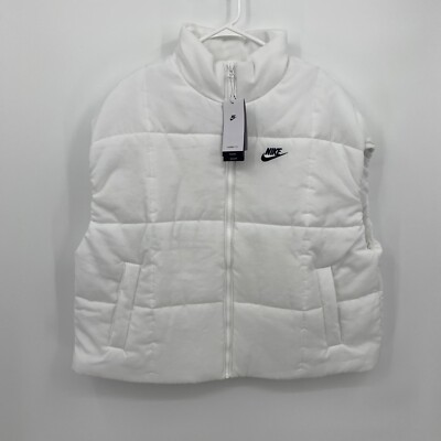 Nike Women's Sleeveless Therma-Fit Oversized Puffer Vest Solid White Size M 