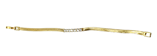 Gold-Plated Simulated Diamond Herringbone Bracelet - Picture 4 of 6