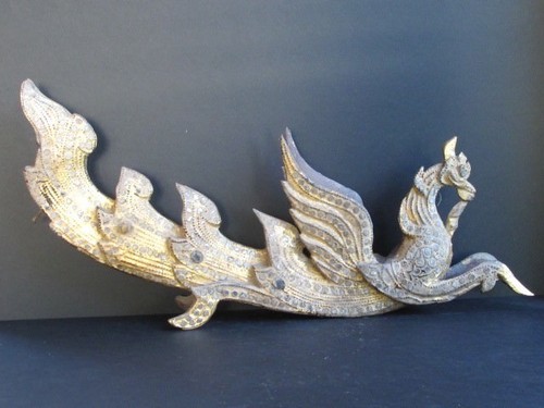 Antique Element Of Temple Bird 'Hansa 'Wooden Golden of Burma - Picture 7 of 11