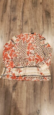 Suzanne Betro Sheer Multi-Pattern Blouse Size XL