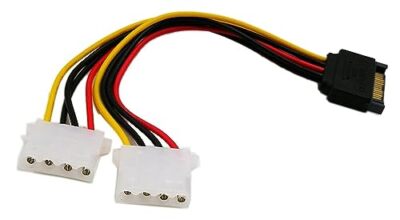 6 Inch Sata 15-Pin Male to Dual 4 Pin Molex Lp4 Female IDE Hard Drive Power Y...