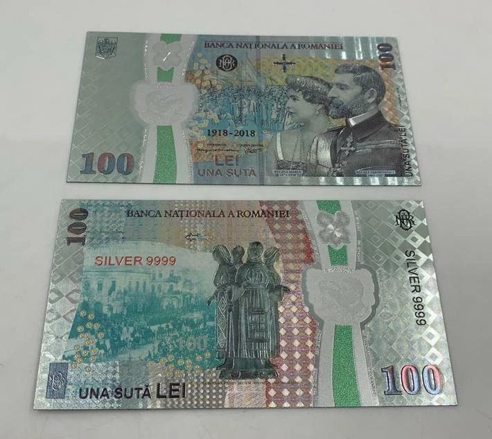ROMANIA 100 LEI 2018 SILVER PLATED POLYMER BANKNOTE-100 YEARS THE GREAT UNION - Image 2 of 4