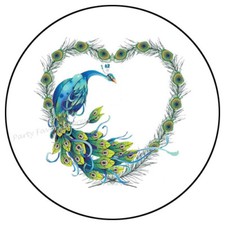 PEACOCK HEART ENVELOPE SEALS LABELS PARTY FAVORS STICKERS