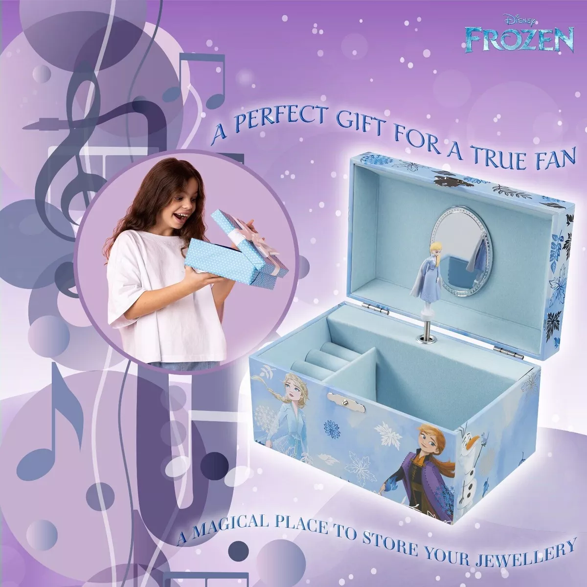 Disney Musical Jewellery Box for Girls Frozen Storage Box with