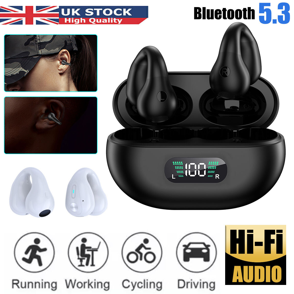 TWS Wireless Bluetooth-Ohrhörer Ohrclip Sport Headset Knochenleitung Kopfhörer_voghion.com