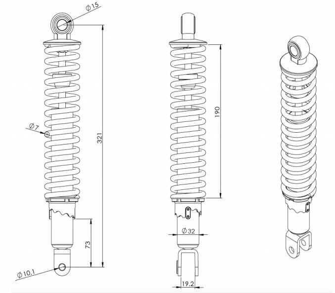 Amortiguadores traseros Honda CB400F CB500T CB550F CB550K CB360T 321mm cromo ojo/horvija Foto 2 de 4