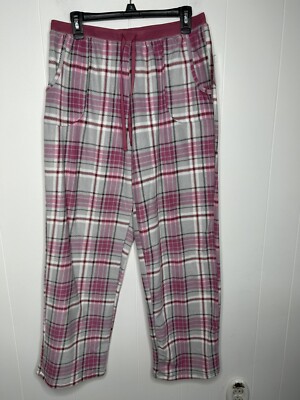 Laura Scott Sleepwear Pants Womens Size Large Pink Plaid Microfleece Pockets NWT
