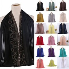 Muslim Women Long Scarf Shawl Hot Drilling Headscarf Arab Hijab Islamic Turban