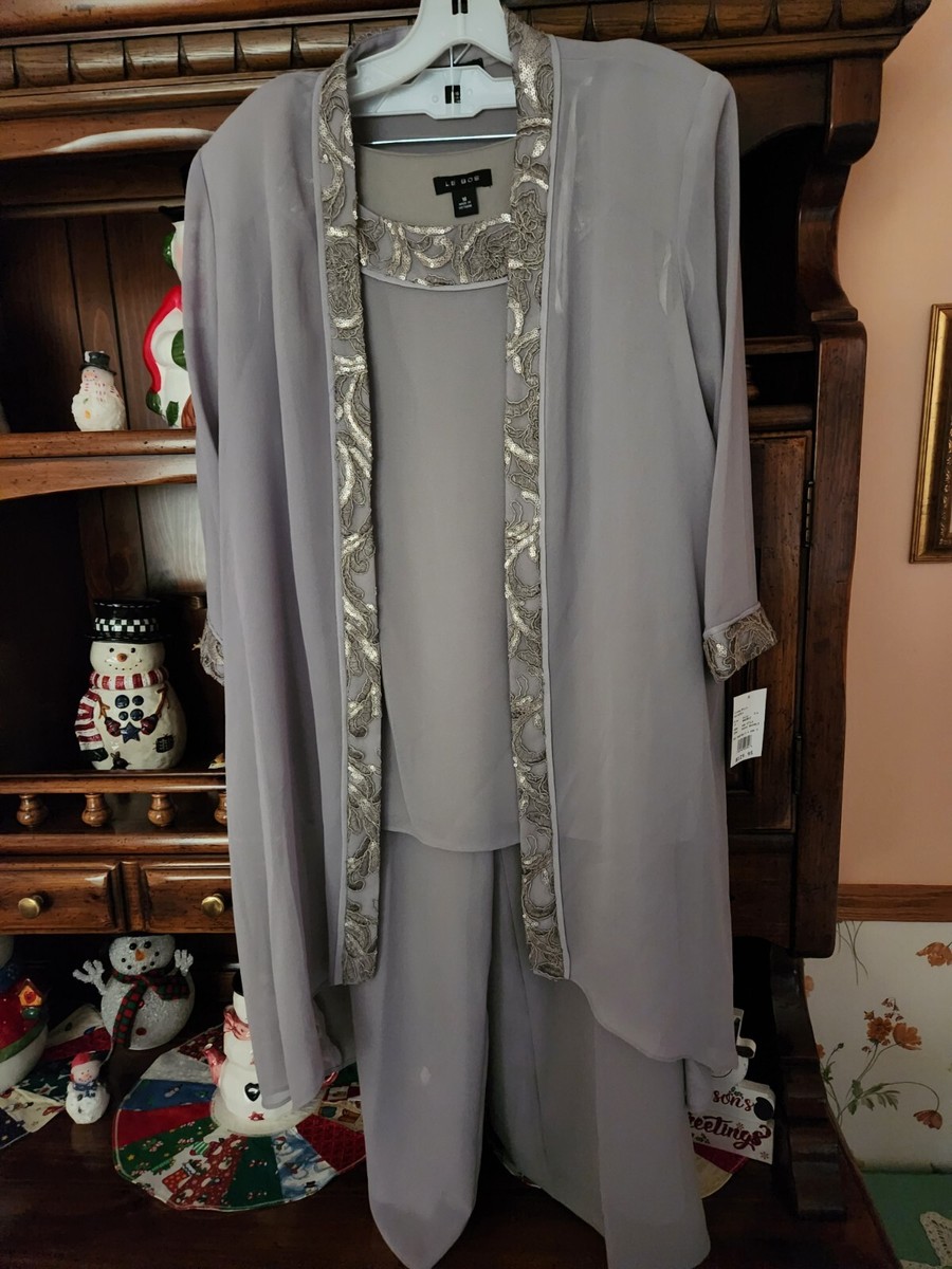 Mother of the Bride grey pant suit by LE BOS size 16